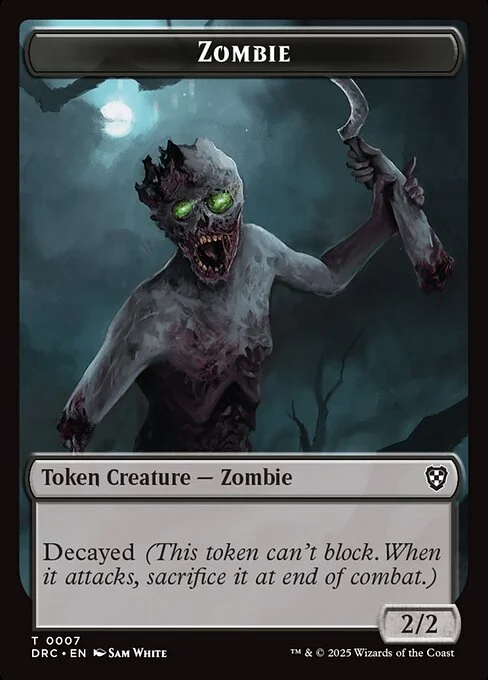 Zombie, carta Magic di tipo Token Creature — Zombie illustrata da Sam White