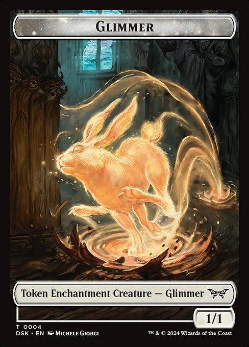 Glimmer, carta Magic di tipo Token Enchantment Creature — Glimmer illustrata da Michele Giorgi