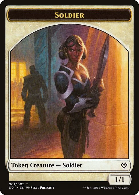 Soldier, carta Magic di tipo Token Creature — Soldier illustrata da Steve Prescott