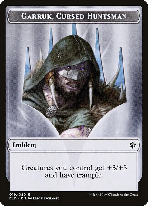 Garruk, Cursed Huntsman Emblem, carta Magic di tipo Emblem illustrata da Eric Deschamps