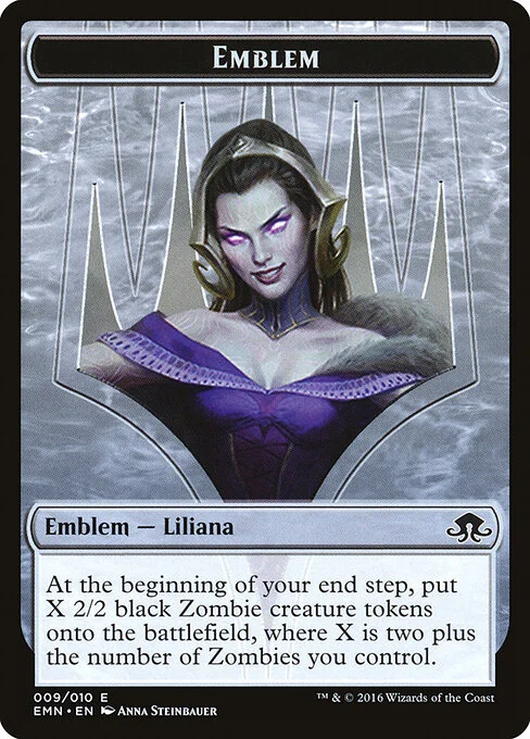 Liliana, the Last Hope Emblem, carta Magic di tipo Emblem — Liliana illustrata da Anna Steinbauer