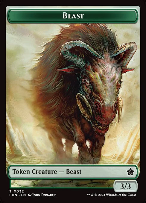 Beast, carta Magic di tipo Token Creature — Beast illustrata da John Donahue