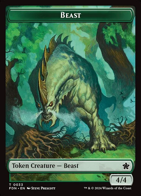 Beast, carta Magic di tipo Token Creature — Beast illustrata da Steve Prescott