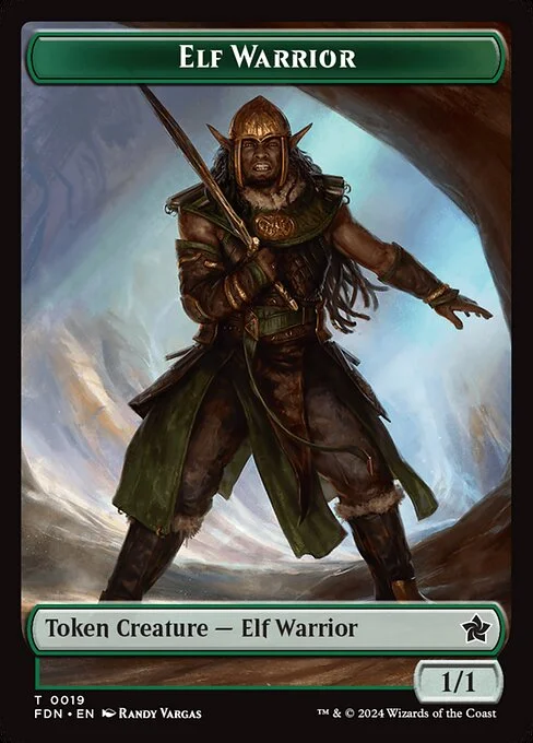 Elf Warrior, carta Magic di tipo Token Creature — Elf Warrior illustrata da Randy Vargas