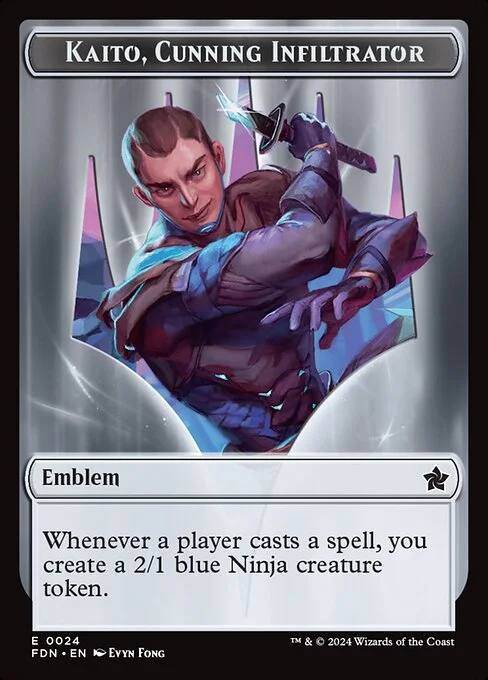 Kaito, Cunning Infiltrator Emblem, carta Magic di tipo Emblem illustrata da Evyn Fong