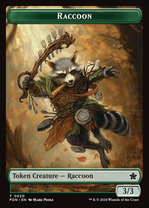 Raccoon, carta Magic di tipo Token Creature — Raccoon illustrata da Mark Poole