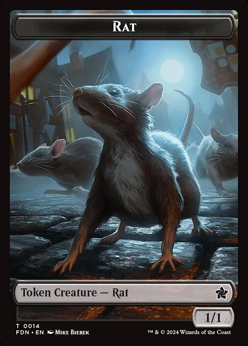 Rat, carta Magic di tipo Token Creature — Rat illustrata da Mike Bierek