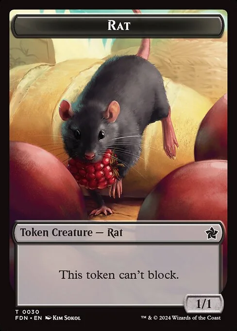 Rat, carta Magic di tipo Token Creature — Rat illustrata da Kim Sokol