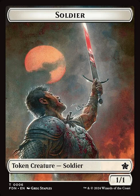 Soldier, carta Magic di tipo Token Creature — Soldier illustrata da Greg Staples