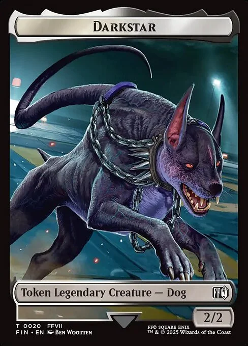 Darkstar, carta Magic di tipo Token Legendary Creature — Dog illustrata da Ben Wootten