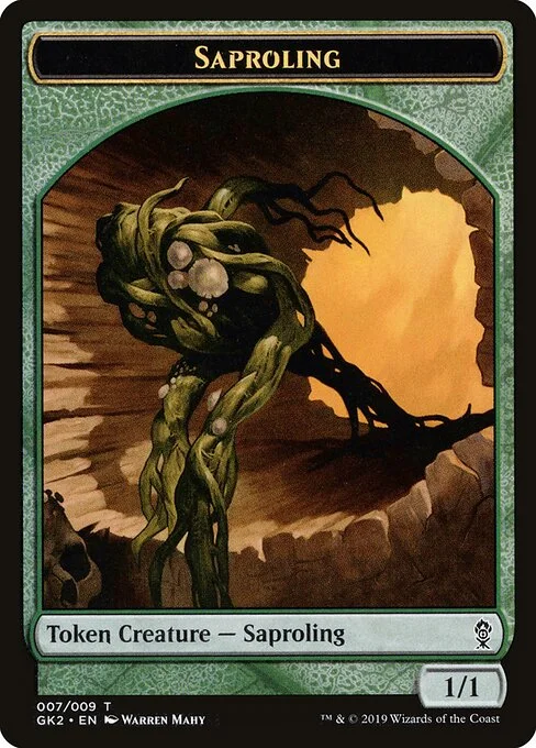 Saproling, carta Magic di tipo Token Creature — Saproling illustrata da Warren Mahy