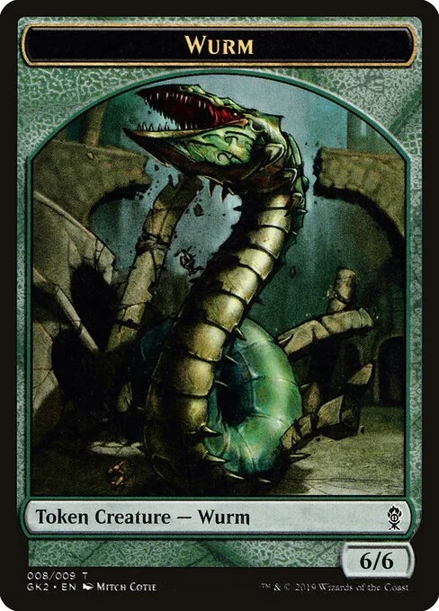 Wurm, carta Magic di tipo Token Creature — Wurm illustrata da Mitch Cotie