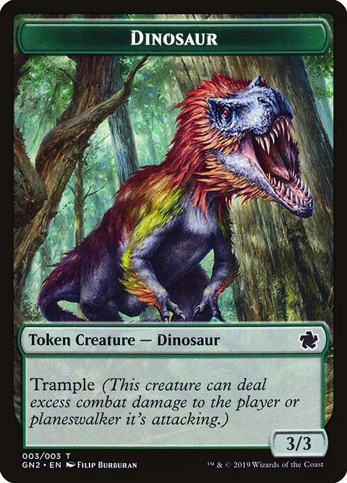 Dinosaur, carta Magic di tipo Token Creature — Dinosaur illustrata da Filip Burburan