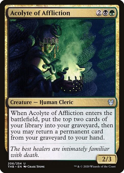 Acolyte of Affliction, carta Magic di tipo Creature — Human Cleric illustrata da Chase Stone