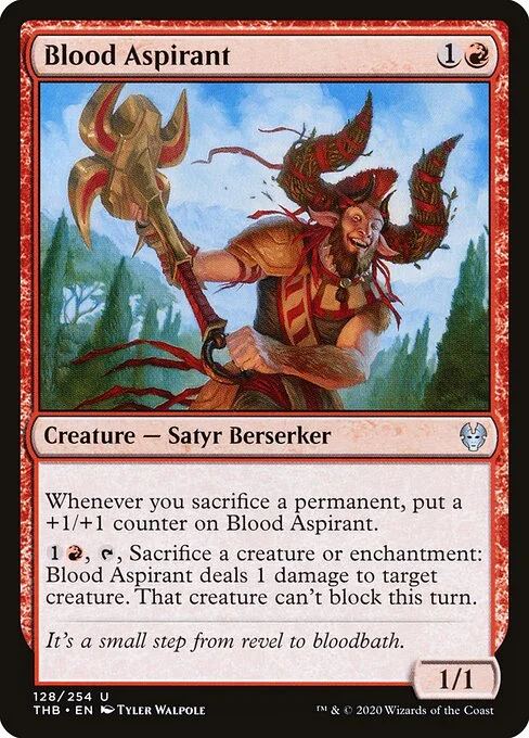 Blood Aspirant, carta Magic di tipo Creature — Satyr Berserker illustrata da Tyler Walpole