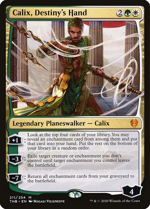 Calix, Destiny's Hand, carta Magic di tipo Legendary Planeswalker — Calix illustrata da Magali Villeneuve