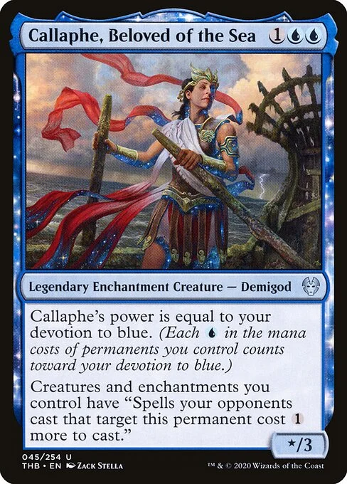 Callaphe, Beloved of the Sea, carta Magic di tipo Legendary Enchantment Creature — Demigod illustrata da Zack Stella