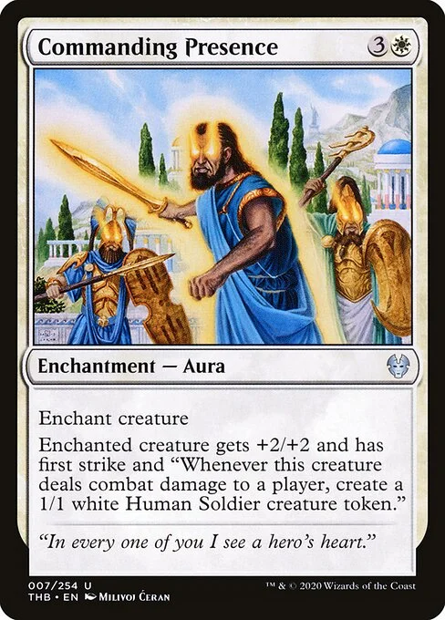 Commanding Presence, carta Magic di tipo Enchantment — Aura illustrata da Milivoj Ćeran