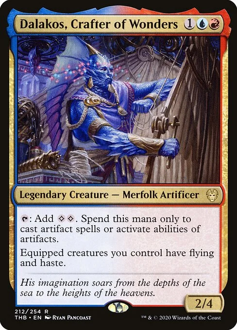 Dalakos, Crafter of Wonders, carta Magic di tipo Legendary Creature — Merfolk Artificer illustrata da Ryan Pancoast
