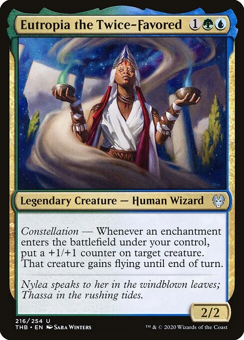 Eutropia the Twice-Favored, carta Magic di tipo Legendary Creature — Human Wizard illustrata da Sara Winters