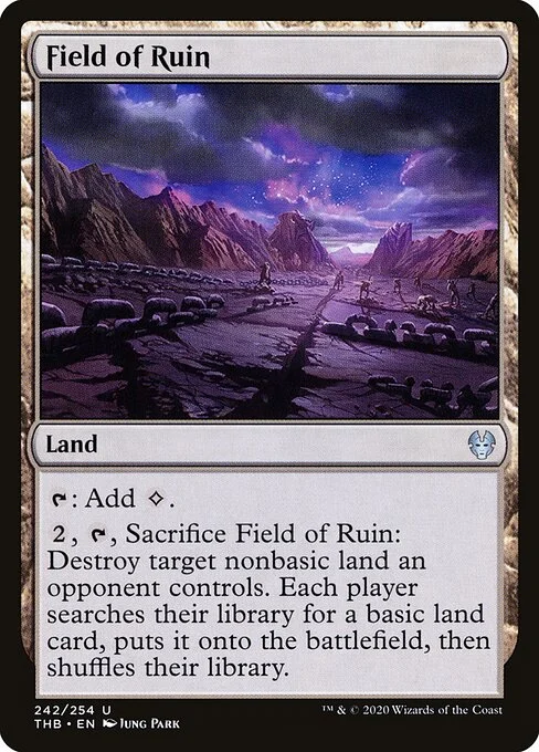 Field of Ruin, carta Magic di tipo Land illustrata da Jung Park