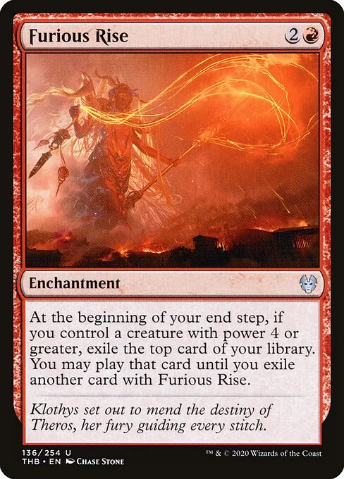 Furious Rise, carta Magic di tipo Enchantment illustrata da Chase Stone