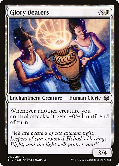 Glory Bearers, carta Magic di tipo Enchantment Creature — Human Cleric illustrata da Tyler Walpole