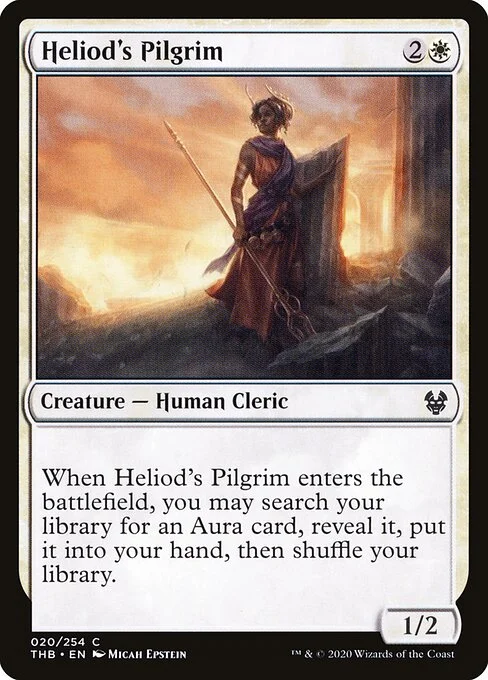 Heliod's Pilgrim, carta Magic di tipo Creature — Human Cleric illustrata da Micah Epstein