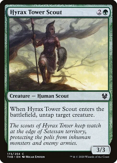 Hyrax Tower Scout, carta Magic di tipo Creature — Human Scout illustrata da Micah Epstein