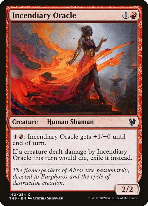 Incendiary Oracle, carta Magic di tipo Creature — Human Shaman illustrata da Cynthia Sheppard