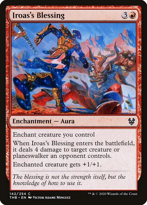 Iroas's Blessing, carta Magic di tipo Enchantment — Aura illustrata da Victor Adame Minguez