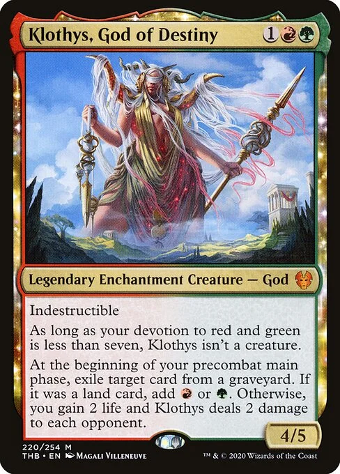 Klothys, God of Destiny, carta Magic di tipo Legendary Enchantment Creature — God illustrata da Magali Villeneuve