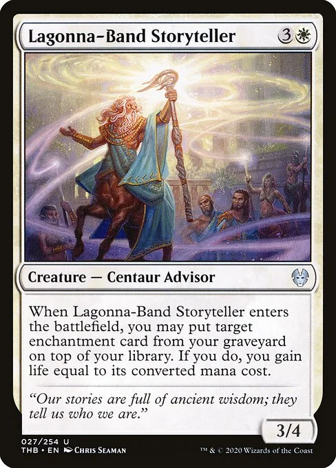 Lagonna-Band Storyteller, carta Magic di tipo Creature — Centaur Advisor illustrata da Chris Seaman
