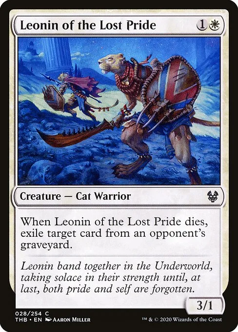 Leonin of the Lost Pride, carta Magic di tipo Creature — Cat Warrior illustrata da Aaron Miller