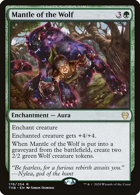 Mantle of the Wolf, carta Magic di tipo Enchantment — Aura illustrata da Simon Dominic