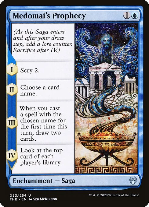 Medomai's Prophecy, carta Magic di tipo Enchantment — Saga illustrata da Seb McKinnon