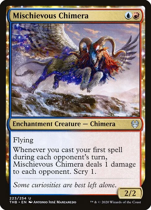 Mischievous Chimera, carta Magic di tipo Enchantment Creature — Chimera illustrata da Antonio José Manzanedo