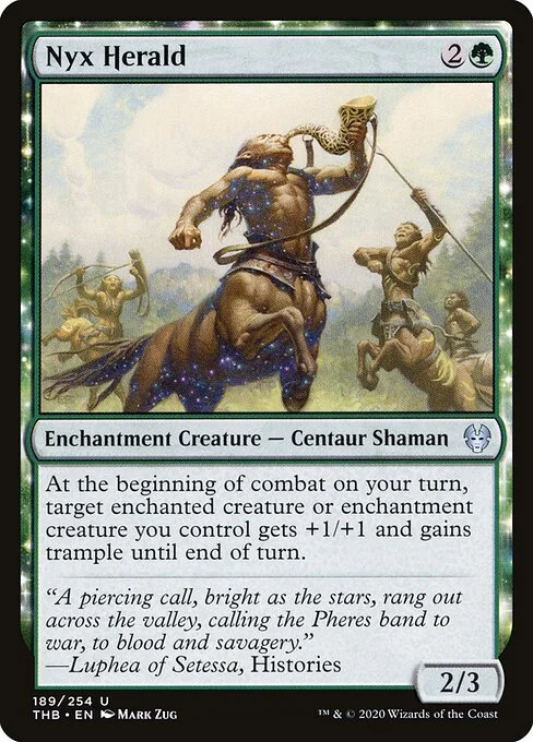 Nyx Herald, carta Magic di tipo Enchantment Creature — Centaur Shaman illustrata da Mark Zug