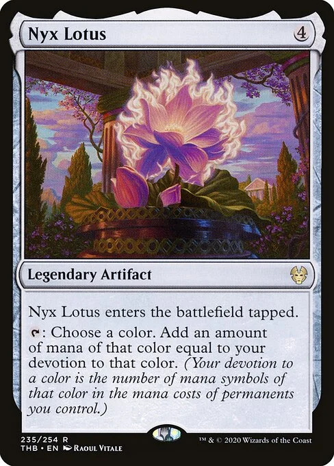 Nyx Lotus, carta Magic di tipo Legendary Artifact illustrata da Raoul Vitale