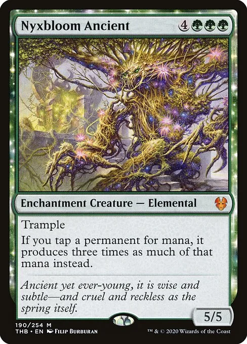 Nyxbloom Ancient, carta Magic di tipo Enchantment Creature — Elemental illustrata da Filip Burburan