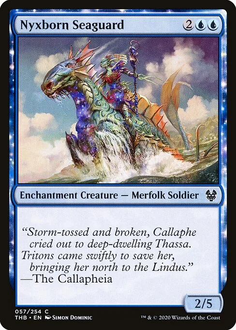 Nyxborn Seaguard, carta Magic di tipo Enchantment Creature — Merfolk Soldier illustrata da Simon Dominic