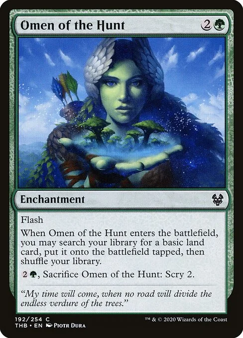 Omen of the Hunt, carta Magic di tipo Enchantment illustrata da Piotr Dura