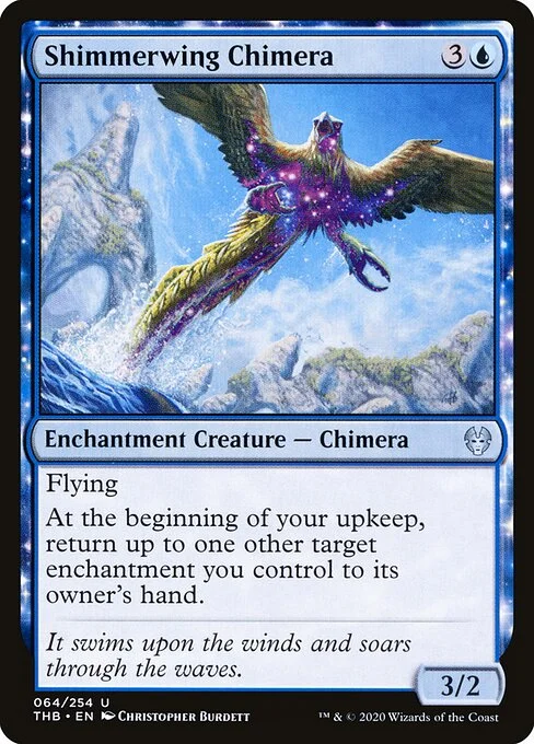 Shimmerwing Chimera, carta Magic di tipo Enchantment Creature — Chimera illustrata da Christopher Burdett