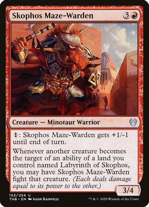 Skophos Maze-Warden, carta Magic di tipo Creature — Minotaur Warrior illustrata da Jason Rainville