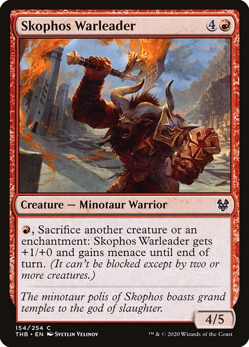 Skophos Warleader, carta Magic di tipo Creature — Minotaur Warrior illustrata da Svetlin Velinov
