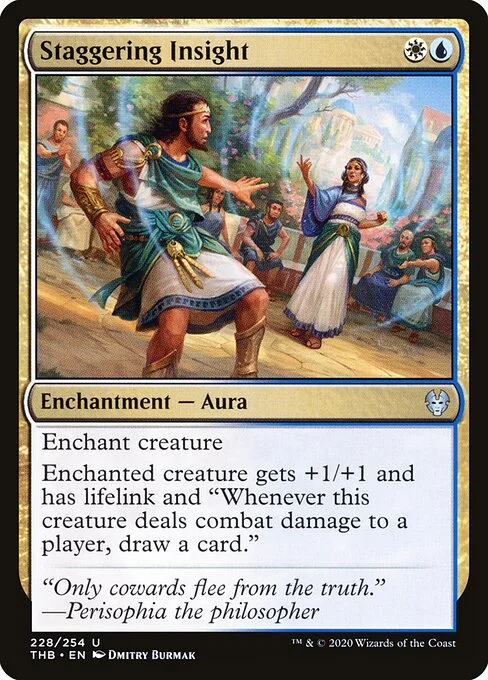 Staggering Insight, carta Magic di tipo Enchantment — Aura illustrata da Dmitry Burmak
