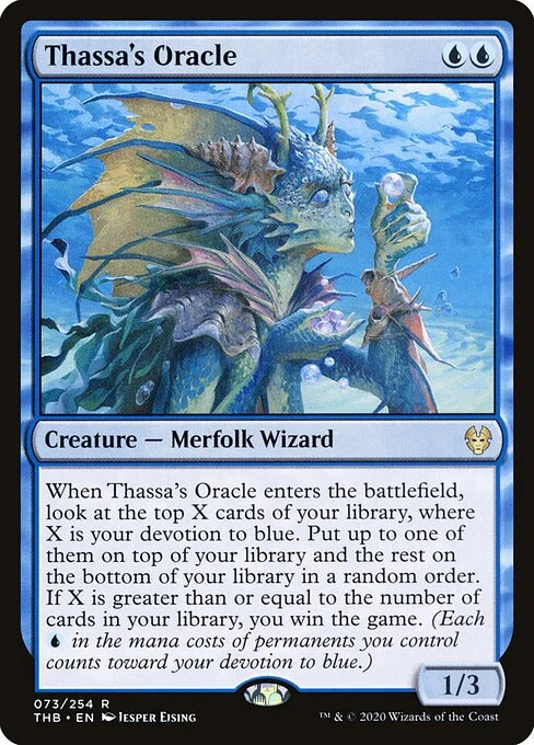 Thassa's Oracle, carta Magic di tipo Creature — Merfolk Wizard illustrata da Jesper Ejsing