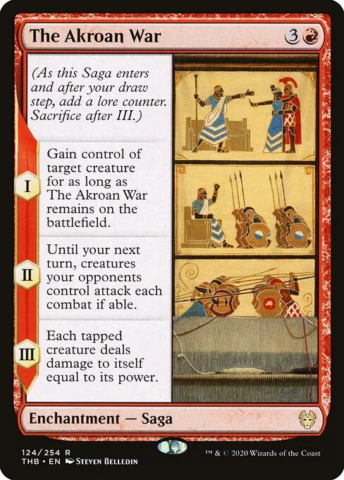 The Akroan War, carta Magic di tipo Enchantment — Saga illustrata da Steven Belledin