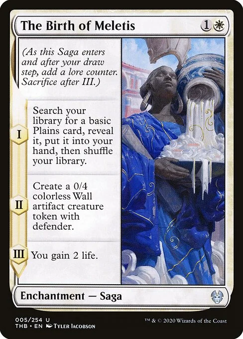 The Birth of Meletis, carta Magic di tipo Enchantment — Saga illustrata da Tyler Jacobson