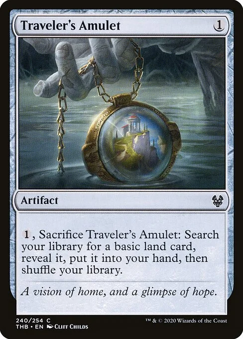 Traveler's Amulet, carta Magic di tipo Artifact illustrata da Cliff Childs